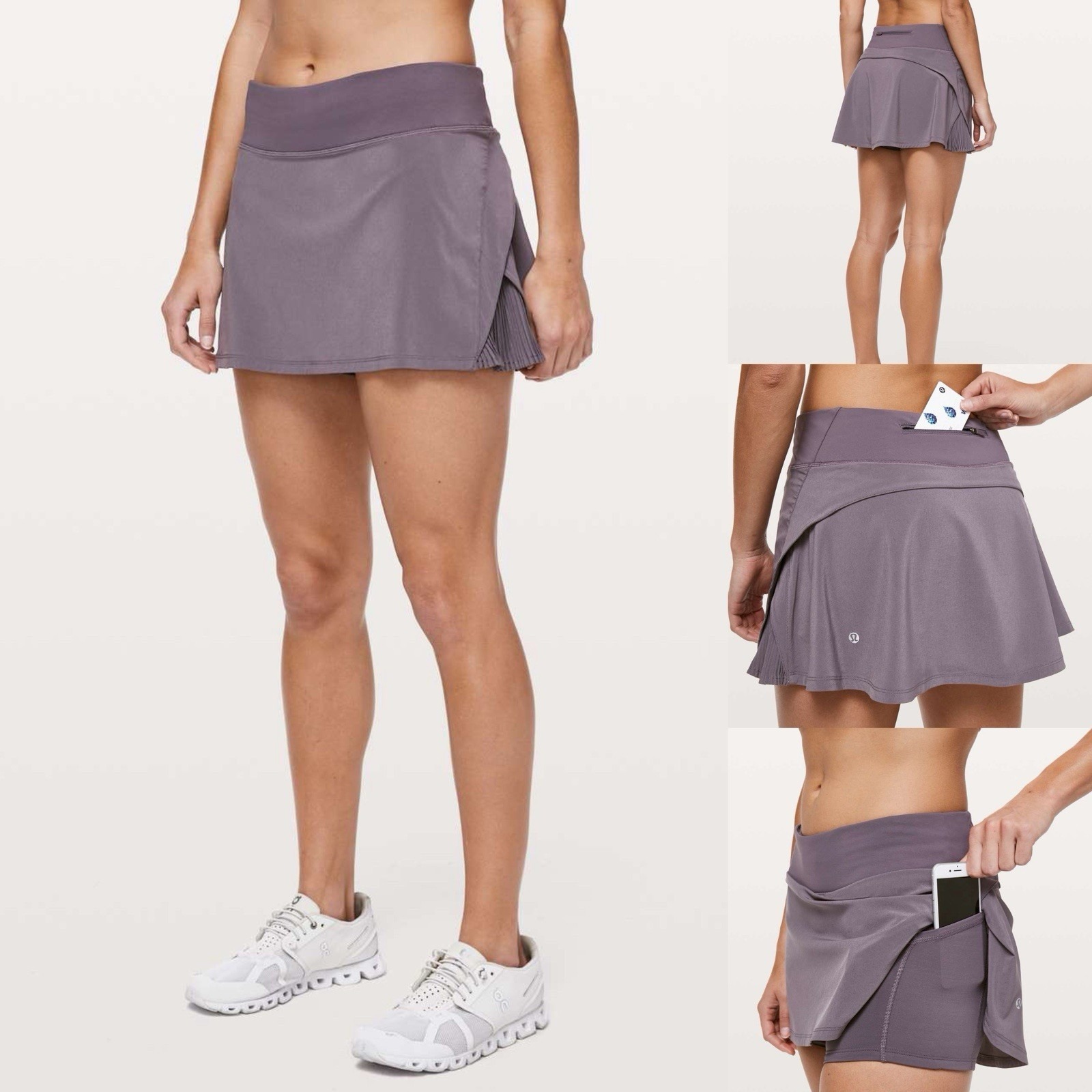 Lululemon Play Off The Pleats Skirt Graphite Purple Inseam 4" Size 10